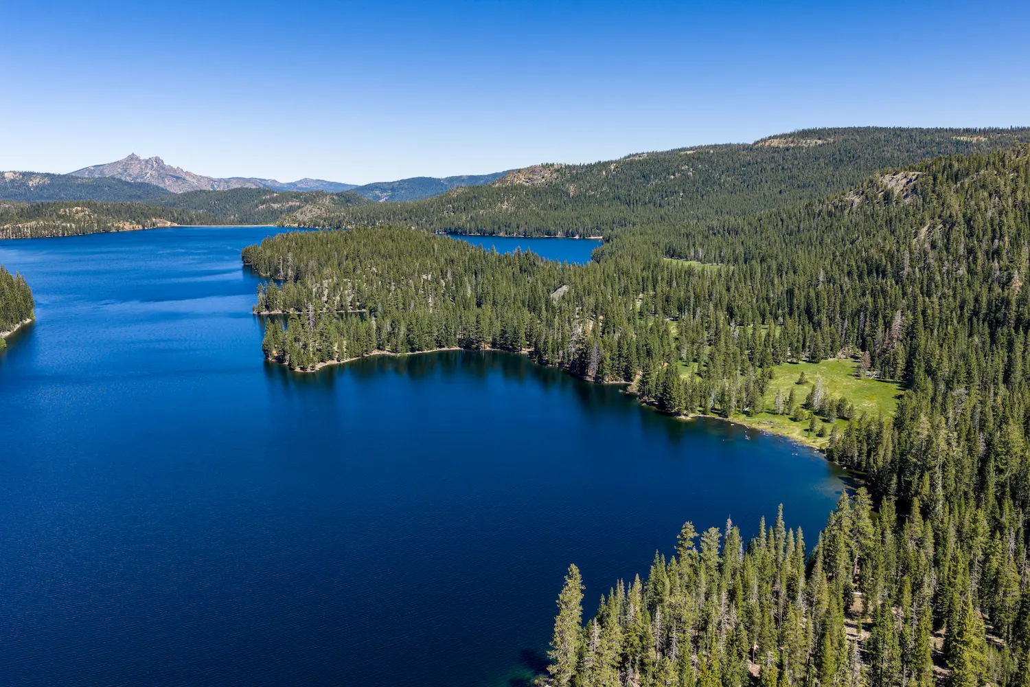 Sunset over Jackson Meadows Reservoir — the only privately owned shoreline on the lake